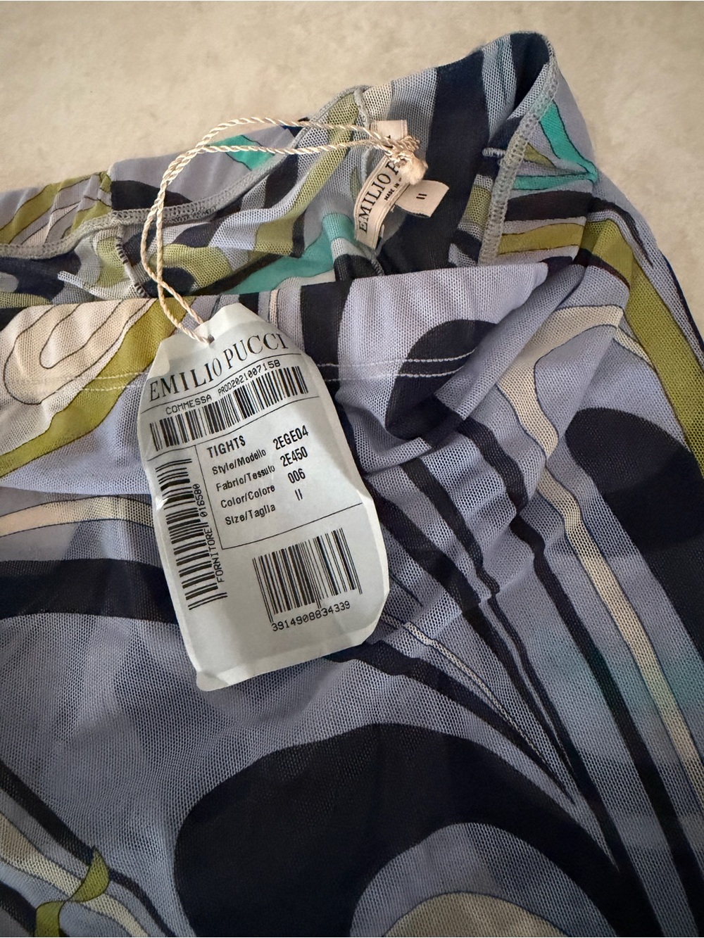 Emilio Pucci Blue, Green and Navy Abstract Print Tights